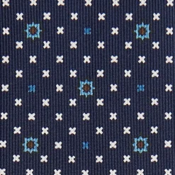 Dark Blue Sartorial Classic Silk Tie Small Flower Pattern