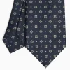 Dark Blue Sartorial Classic Silk Tie Large Flower Pattern