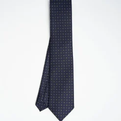 Dark Blue Sartorial Classic Silk Tie Small Flower Pattern