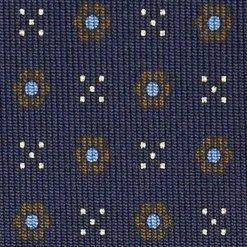 Dark Blue Sartorial Classic Silk Tie Small Flower Pattern