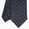 Dark Blue Sartorial Classic Silk Tie Small Flower Pattern
