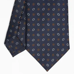 Dark Blue Sartorial Classic Silk Tie Small Flower Pattern