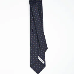 Dark Blue Sartorial Classic Silk Tie Small Flower Pattern