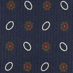 Dark Blue Sartorial Classic Silk Tie Small Flower Pattern