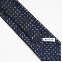 Dark Blue Sartorial Classic Silk Tie Small Flower Pattern