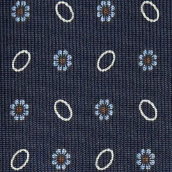 Dark Blue Sartorial Classic Silk Tie Small Flower Pattern