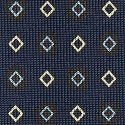 Dark Blue Sartorial Classic Silk Tie Small Geometric Pattern