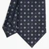 Dark Blue Sartorial Classic Silk Tie Large Flower Pattern