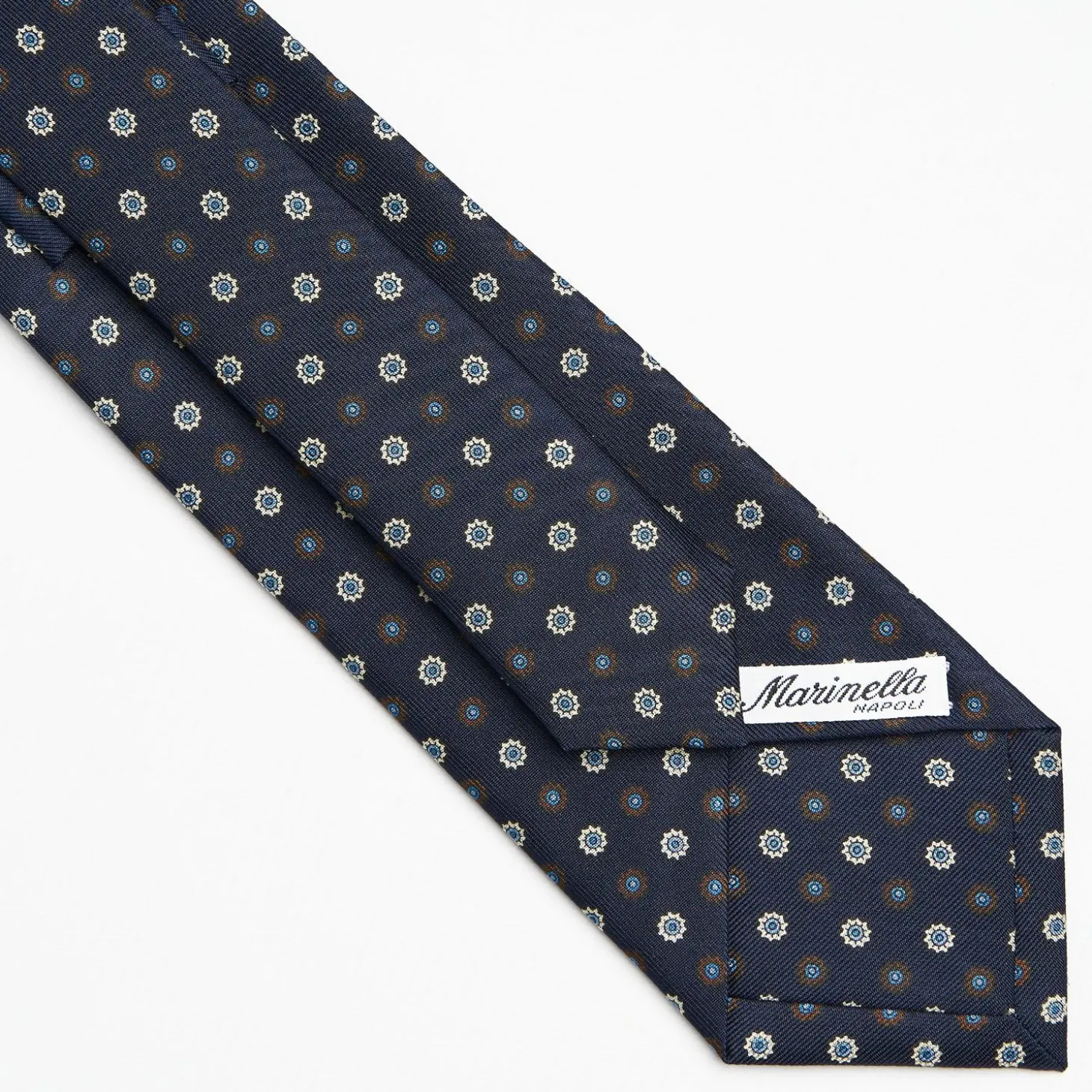 Dark Blue Sartorial Classic Silk Tie Large Flower Pattern