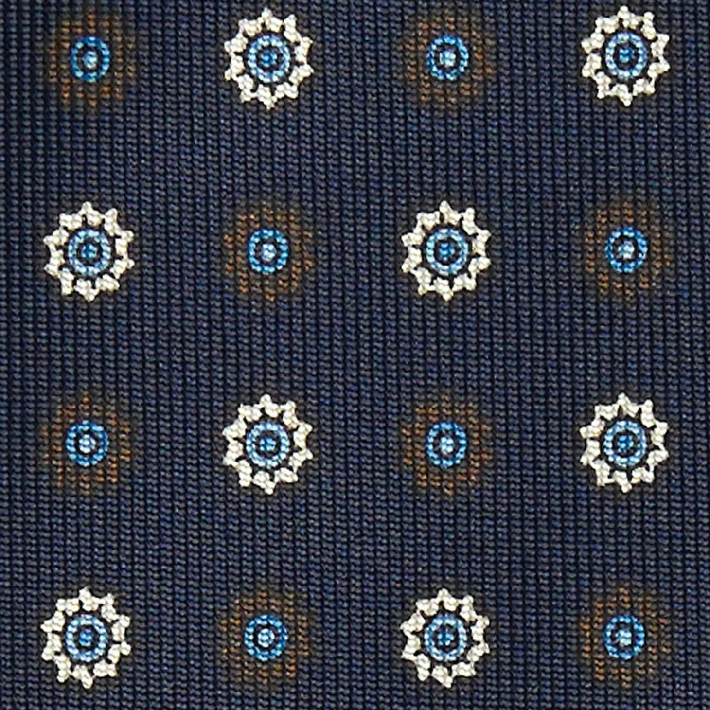 Dark Blue Sartorial Classic Silk Tie Large Flower Pattern