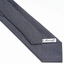 Dark Blue Sartorial Classic Silk Tie - Small Flower Pattern