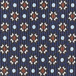 Dark Blue Sartorial Classic Silk Tie - Small Flower Pattern
