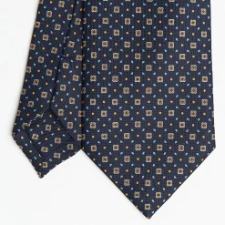 Dark Blue Sartorial Classic Silk Tie Small Flower Pattern