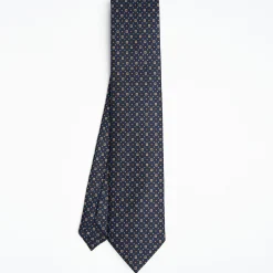 Dark Blue Sartorial Classic Silk Tie Small Flower Pattern