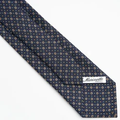 Dark Blue Sartorial Classic Silk Tie Small Flower Pattern