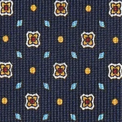 Dark Blue Sartorial Classic Silk Tie Small Flower Pattern