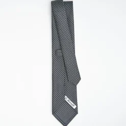 Dark Blue Sartorial Classic Silk Tie Small Geometric Pattern