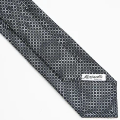 Dark Blue Sartorial Classic Silk Tie Small Geometric Pattern