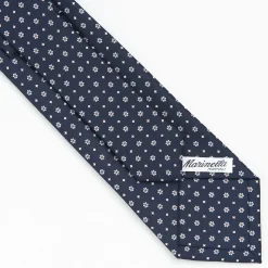 Dark Blue Sartorial Classic Silk Tie - Small Flower Pattern