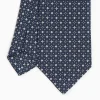 Dark Blue Sartorial Classic Silk Tie - Small Flower Pattern
