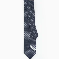 Dark Blue Sartorial Classic Silk Tie - Small Flower Pattern
