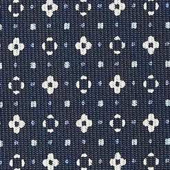 Dark Blue Sartorial Classic Silk Tie - Small Flower Pattern