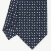 Dark Blue Sartorial Classic Silk Tie - Small Flower Pattern