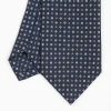 Dark Blue Sartorial Classic Silk Tie - Small Flower Pattern