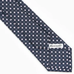 Dark Blue Sartorial Classic Silk Tie - Small Flower Pattern