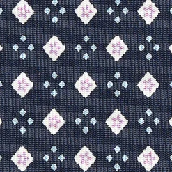 Dark Blue Sartorial Classic Silk Tie - Small Flower Pattern