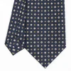 Dark Blue Sartorial Classic Silk Tie - Small Flower Pattern