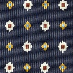 Dark Blue Sartorial Classic Silk Tie - Small Flower Pattern