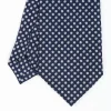 Dark Blue Sartorial Classic Silk Tie - Small Flower Pattern