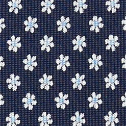 Dark Blue Sartorial Classic Silk Tie - Small Flower Pattern