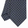 Dark Blue Sartorial Classic Silk Tie - Small Flower Pattern
