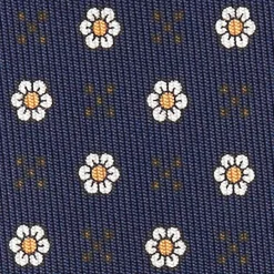 Dark Blue Sartorial Classic Silk Tie - Small Flower Pattern