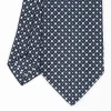 Dark Blue Sartorial Classic Silk Tie - Small Flower Pattern