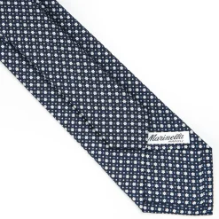 Dark Blue Sartorial Classic Silk Tie - Small Flower Pattern