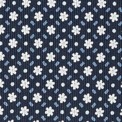 Dark Blue Sartorial Classic Silk Tie - Small Flower Pattern