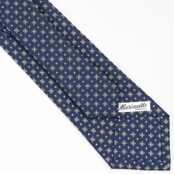 Dark Blue Sartorial Classic Silk Tie - Small Flower Pattern