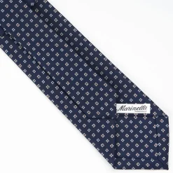 Dark Blue Sartorial Classic Silk Tie - Small Flower Pattern