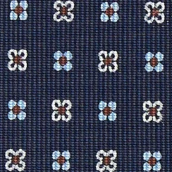 Dark Blue Sartorial Classic Silk Tie - Small Flower Pattern