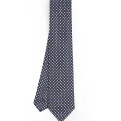 Dark Blue Sartorial Classic Silk Tie - Small Flower Pattern