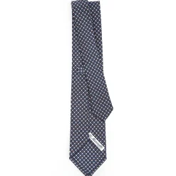 Dark Blue Sartorial Classic Silk Tie - Small Flower Pattern