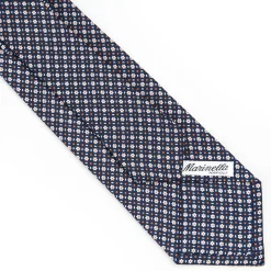 Dark Blue Sartorial Classic Silk Tie - Small Flower Pattern