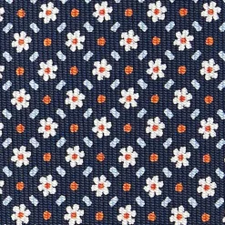 Dark Blue Sartorial Classic Silk Tie - Small Flower Pattern
