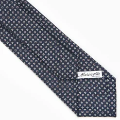 Dark Blue Sartorial Classic Silk Tie - Small Flower Pattern