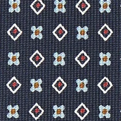 Dark Blue Sartorial Classic Silk Tie - Small Flower Pattern
