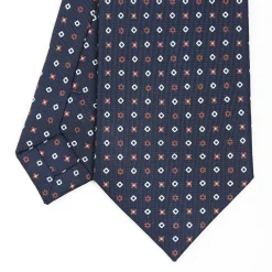 Dark Blue Sartorial Classic Silk Tie - Small Flower Designs