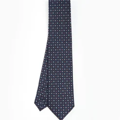 Dark Blue Sartorial Classic Silk Tie - Small Flower Designs